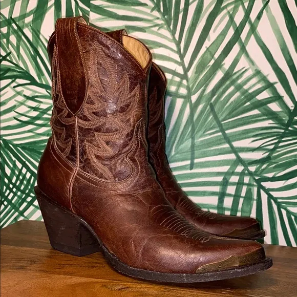 Idyllwind Brown Leather Embroidered Ankle Cowboy Boots Women’s 8.5 B