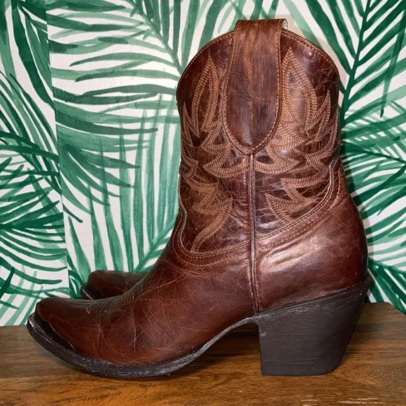Idyllwind Brown Leather Embroidered Ankle Cowboy Boots Women’s 8.5 B