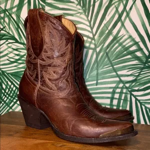 Idyllwind Brown Leather Embroidered Ankle Cowboy Boots Women’s 8.5 B