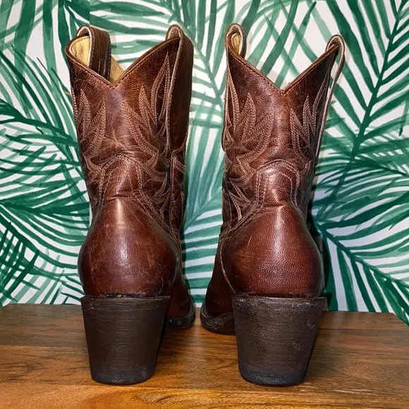 Idyllwind Brown Leather Embroidered Ankle Cowboy Boots Women’s 8.5 B