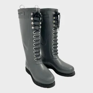 Ilse Jacobsen Gray Lace Up Tall‎ Rubber Rain Boots