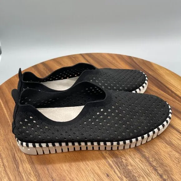 Ilse Jacobsen Women’s Tulip 139 Black Perforated Slip-On Sneaker Size 37 / 6.5