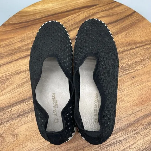 Ilse Jacobsen Women’s Tulip 139 Black Perforated Slip-On Sneaker Size 37 / 6.5