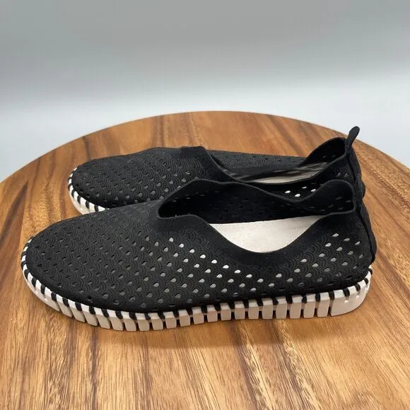 Ilse Jacobsen Women’s Tulip 139 Black Perforated Slip-On Sneaker Size 37 / 6.5
