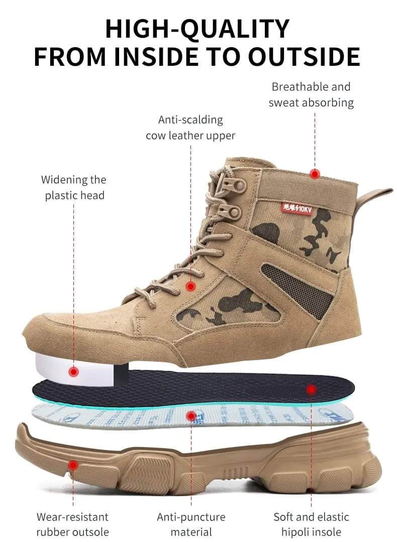 Impact Proof Outdoor Mens Tan Work Boots