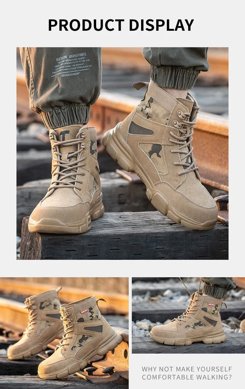 Impact Proof Outdoor Mens Tan Work Boots