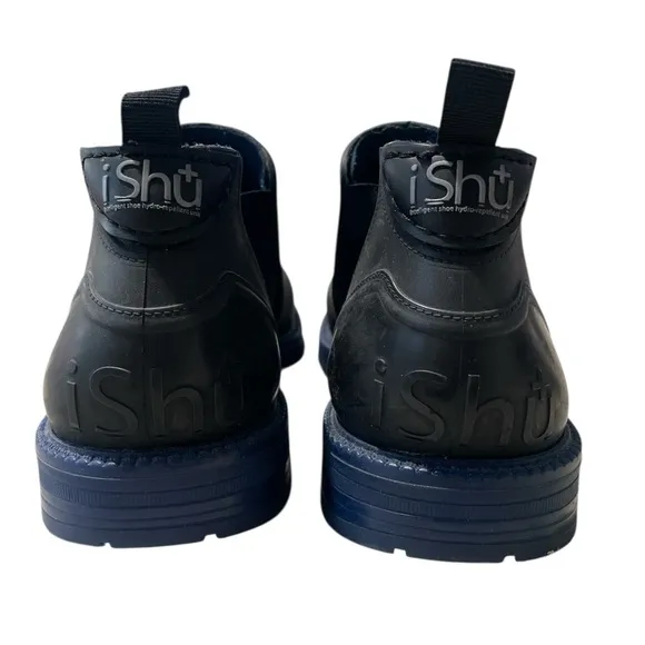 Ishu Mens Ankle Black Rain boots RubberITALY Waterproof Shoes