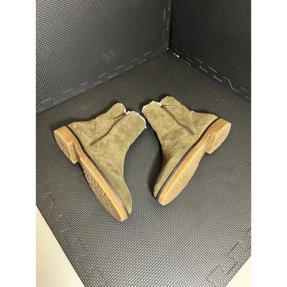 Italeau‎ Waterproof Fiorella Shearling Booties Dark Green Shoes Size 8