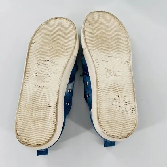 J Crew Crinkle Tie-Dyed Navy and White Sneakers Size 7