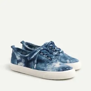J Crew Crinkle Tie-Dyed Navy and White Sneakers Size 7