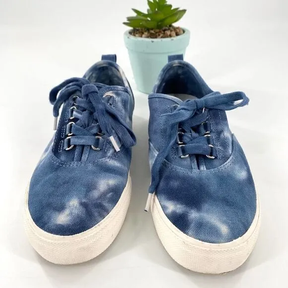 J Crew Crinkle Tie-Dyed Navy and White Sneakers Size 7