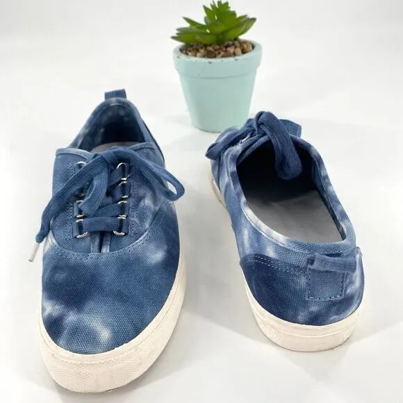 J Crew Crinkle Tie-Dyed Navy and White Sneakers Size 7