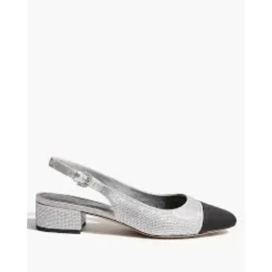 J Crew Rhinestone low-heel slingbacks Black Silver NIB New 9.5 $138