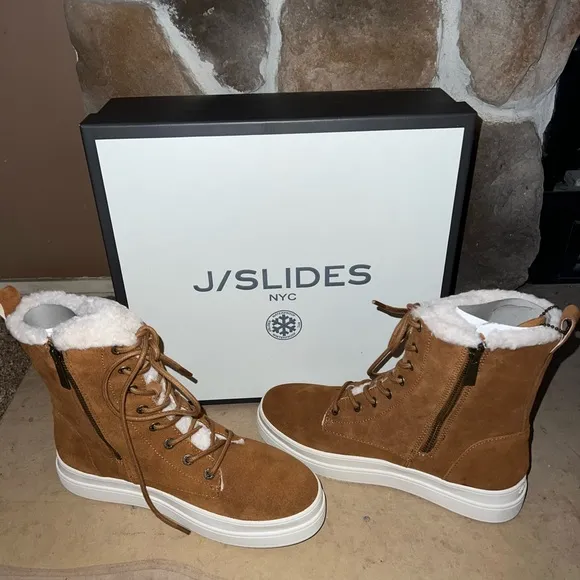J Slides TORRIE Cognac Waterproof Suede boot