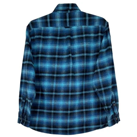 Jachs Mens Flannel Shirt Soft Warm Thicker Weight Blue Black Plaid Size XLarge
