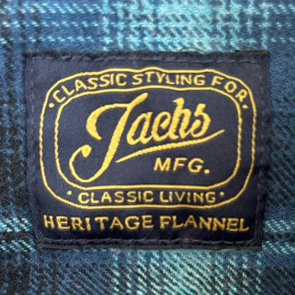 Jachs Mens Flannel Shirt Soft Warm Thicker Weight Blue Black Plaid Size XLarge
