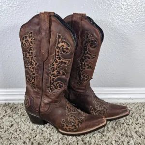 J.B. Dillon Leopard Print Western Boots Size 8.5