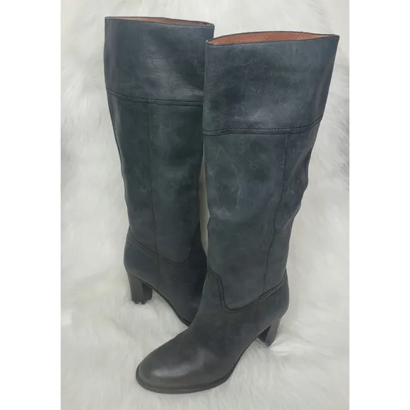 J.Crew Nottingham Tall Leather Boots in Gray/Blue Size 6