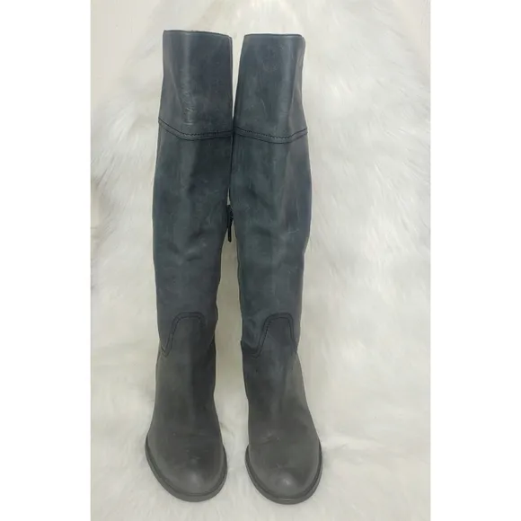 J.Crew Nottingham Tall Leather Boots in Gray/Blue Size 6