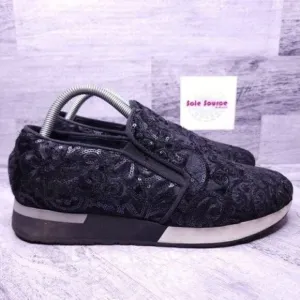 Jeannot Italian Velvet Sequin Slip On Running Sneaker Black sz 40 Women's sz 10