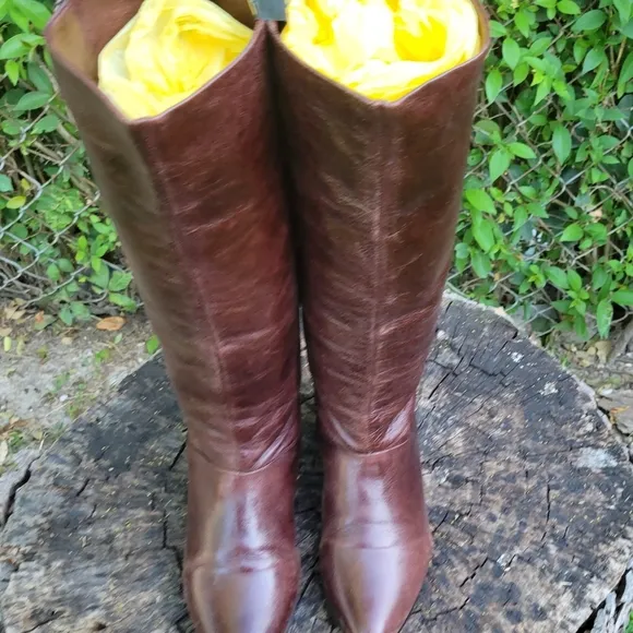 Jeffery Campbell Knee High Riding Boots/Genuine Leather Pull On Western Style