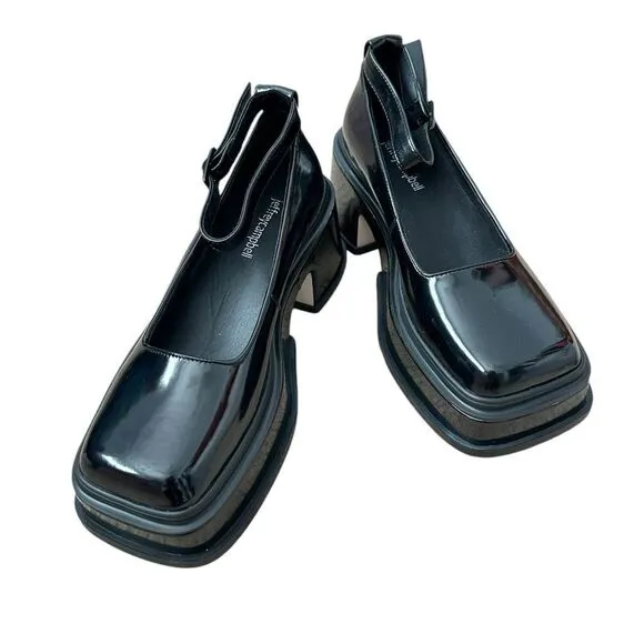 Jeffrey Campbell Empath Black Patent Leather Platform Mary Jane Shoes | 7
