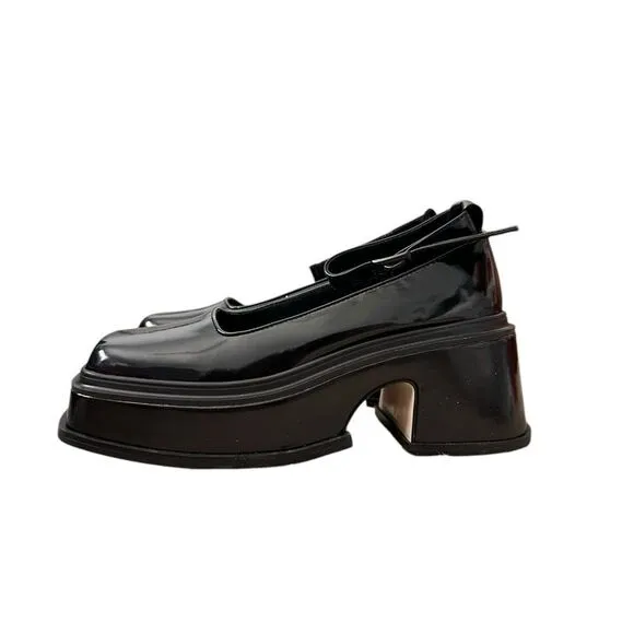 Jeffrey Campbell Empath Black Patent Leather Platform Mary Jane Shoes | 7