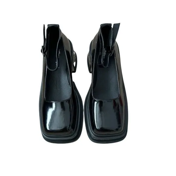 Jeffrey Campbell Empath Black Patent Leather Platform Mary Jane Shoes | 7