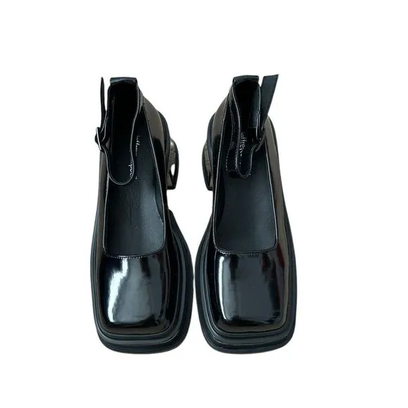 Jeffrey Campbell Empath Black Patent Leather Platform Mary Jane Shoes | 7