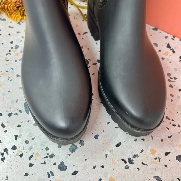 Jeffrey Rainz Black Women’s Short Chelsea Waterproof Rain Boots Sz 8