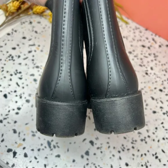 Jeffrey Rainz Black Women’s Short Chelsea Waterproof Rain Boots Sz 8
