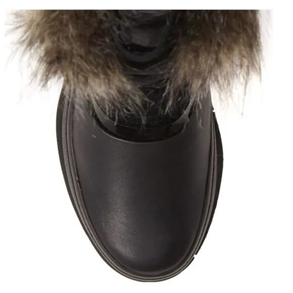 Joan of Arctic Next Faux Fur Waterproof Snow Boot, Black Leather, Size 10, NWT