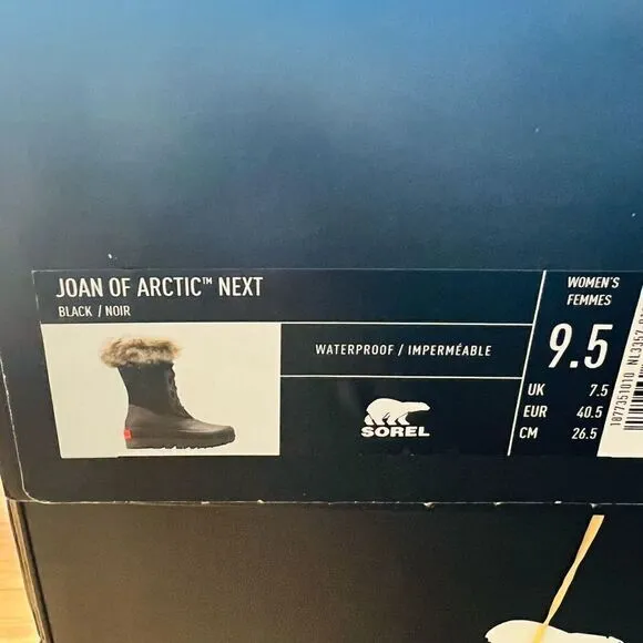 Joan of Arctic Next Faux Fur Waterproof Snow Boot, Black Leather, Size 9.5, NWT