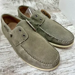 John Varvatos USA Men’s 10.5 Grey Suede Leather Boat Shoes Laceless F1543P1B078