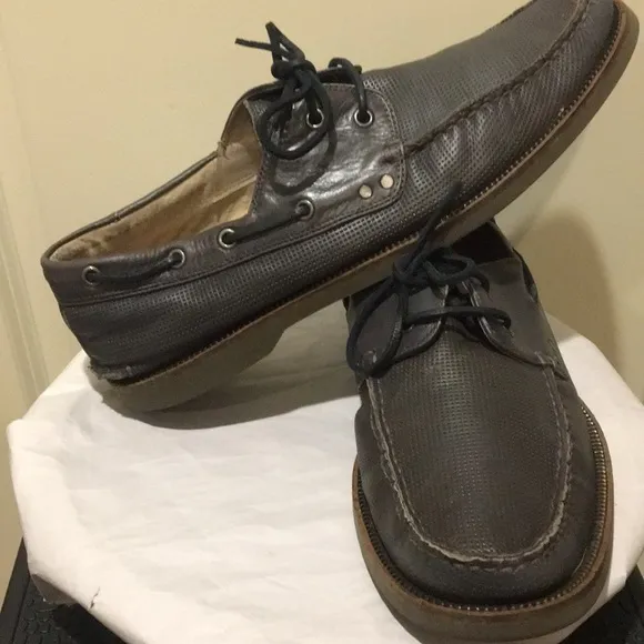 John Varvatos USA mens Slip On Leather loafers/ boat shoes size 11.5 dark grey