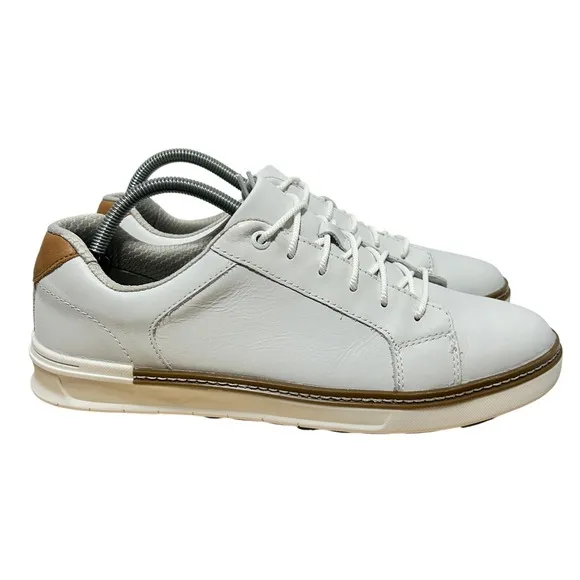 Johnston &amp; Murphy Men's White Brown Waterproof Golf Shoes - Size 9.5M