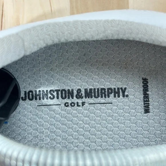 Johnston &amp; Murphy Men's White Brown Waterproof Golf Shoes - Size 9.5M