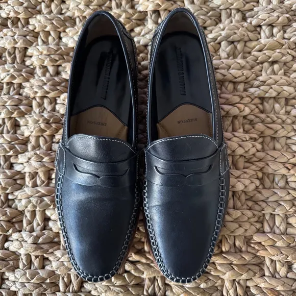 Johnston &amp; Murphy Vero Cuoio Handcrafted Leather Penny Loafer Sheepskin Shoes 9