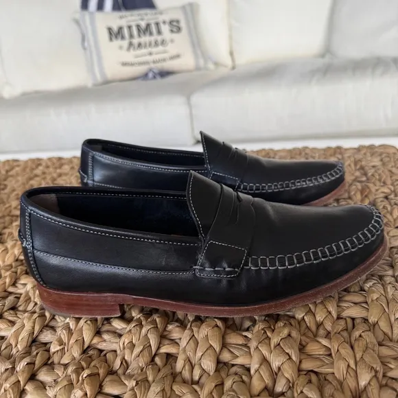 Johnston &amp; Murphy Vero Cuoio Handcrafted Leather Penny Loafer Sheepskin Shoes 9