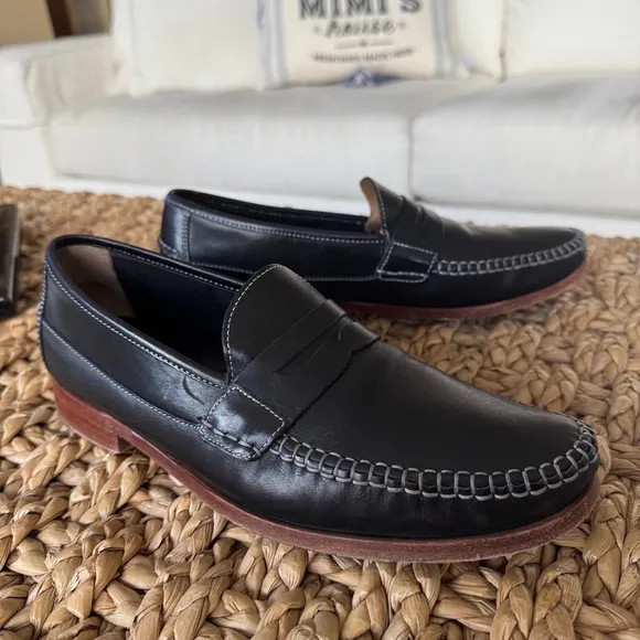 Johnston &amp; Murphy Vero Cuoio Handcrafted Leather Penny Loafer Sheepskin Shoes 9