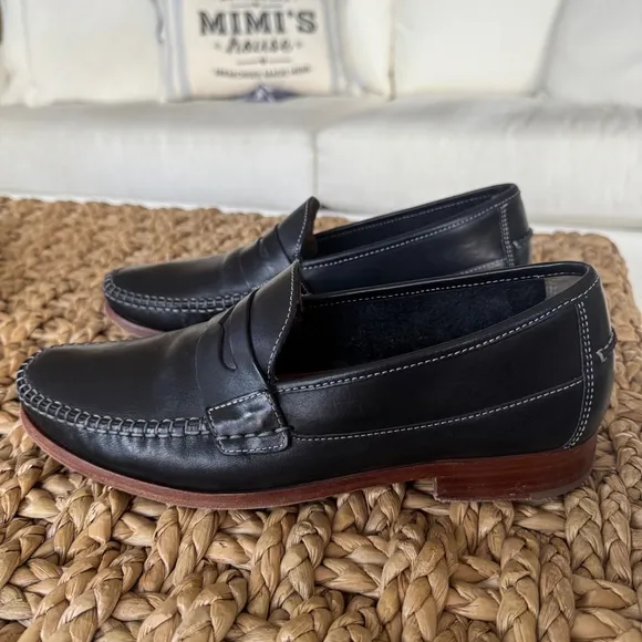 Johnston &amp; Murphy Vero Cuoio Handcrafted Leather Penny Loafer Sheepskin Shoes 9