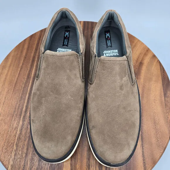 Johnston &amp; Murphy XC4 Shoes Men's 8 M Brown Leather Slip On Waterproof Loafers