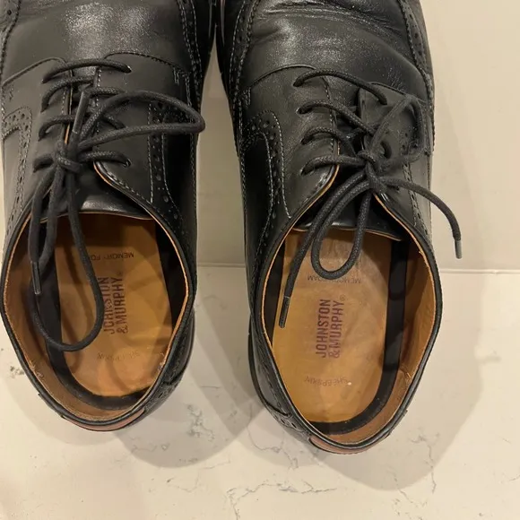 Johnston Murphy Dress Shoes Mens 12 Wingtip Oxford Leather Black