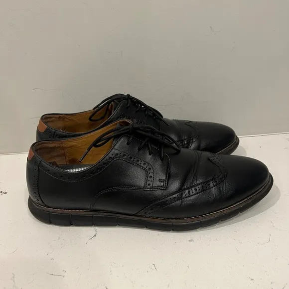 Johnston Murphy Dress Shoes Mens 12 Wingtip Oxford Leather Black