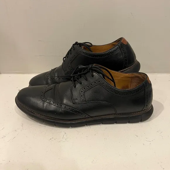 Johnston Murphy Dress Shoes Mens 12 Wingtip Oxford Leather Black