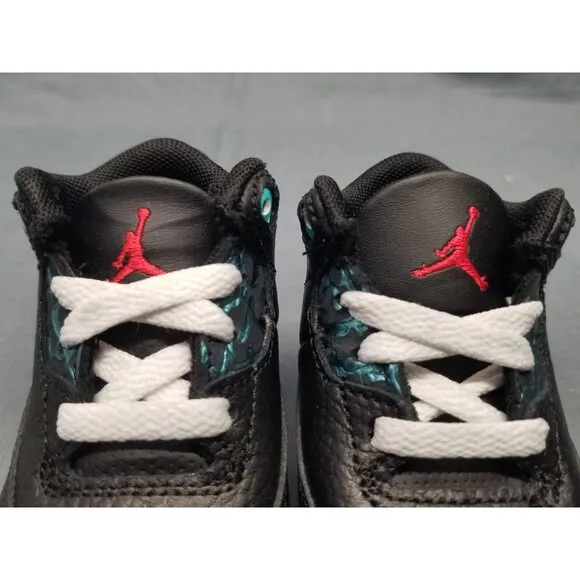 Jordan Toddlers 3 Retro (TD) Sneakers Lace Up Black Green Size 10 NEW IN BOX