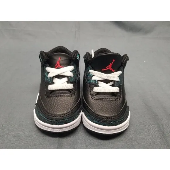 Jordan Toddlers 3 Retro (TD) Sneakers Lace Up Black Green Size 10 NEW IN BOX