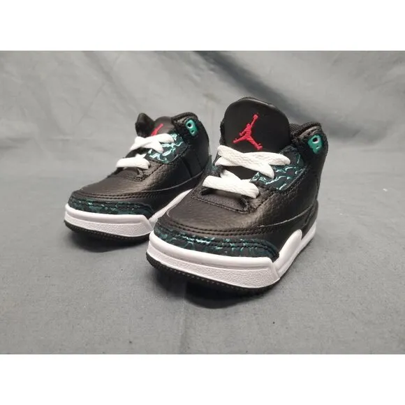 Jordan Toddlers 3 Retro (TD) Sneakers Lace Up Black Green Size 10 NEW IN BOX