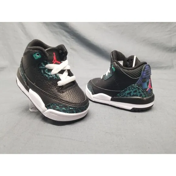 Jordan Toddlers 3 Retro (TD) Sneakers Lace Up Black Green Size 10 NEW IN BOX