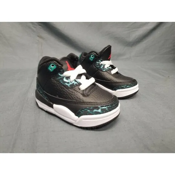 Jordan Toddlers 3 Retro (TD) Sneakers Lace Up Black Green Size 10 NEW IN BOX